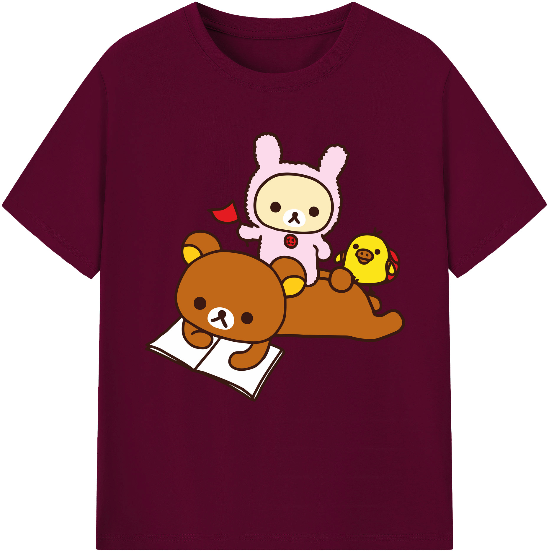 （画像用） リラックマ リラックマ キイロイトリ Rilakkuma Korilakkuma Kiiroitori レディースカジュアルプリントTシャツ（綿100％）